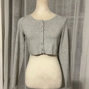 Sunday Best Heather Gray Buttoned Crop Top